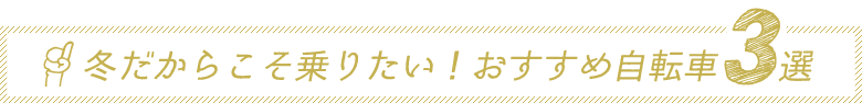 冬だからこそ乗りたい！おすすめ自転車3選